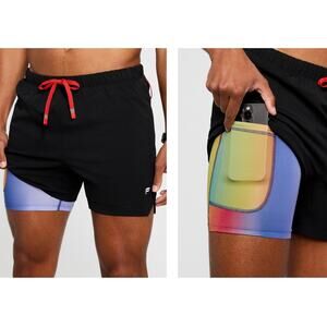 NWT Fabletics The One Short Lined 5in Men's Black Athletic Shorts Large